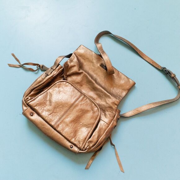 Aimee Kestenberg Bali Crossbody Gold Bronze Metallic Foldover Zip Medium Purse - Picture 5 of 9